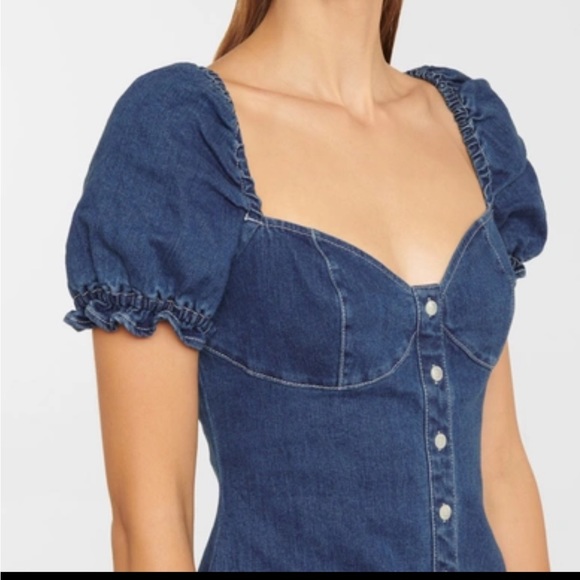 STAUD Sur Sweetheart-neck Denim Mini Dress - Picture 4 of 4